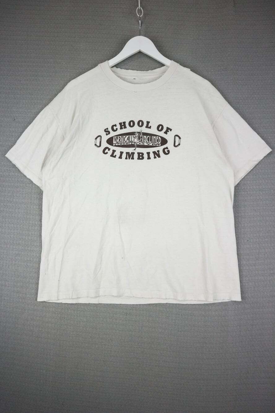 90s Vintage Vertically Inclined Rock Gym School Of Climbing White T-Shirt Single